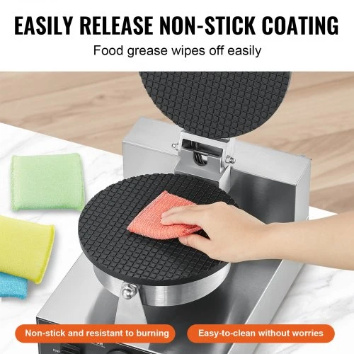 Koduva Waffle makeris VEVOR HT-1A, 1230 W, sidabrinis, nerūdijančio plieno