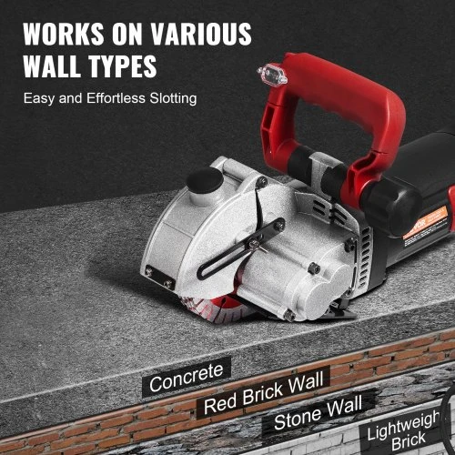 VEVOR Wall chaser KC125, 2500 W, 34 mm, juodas / raudonas