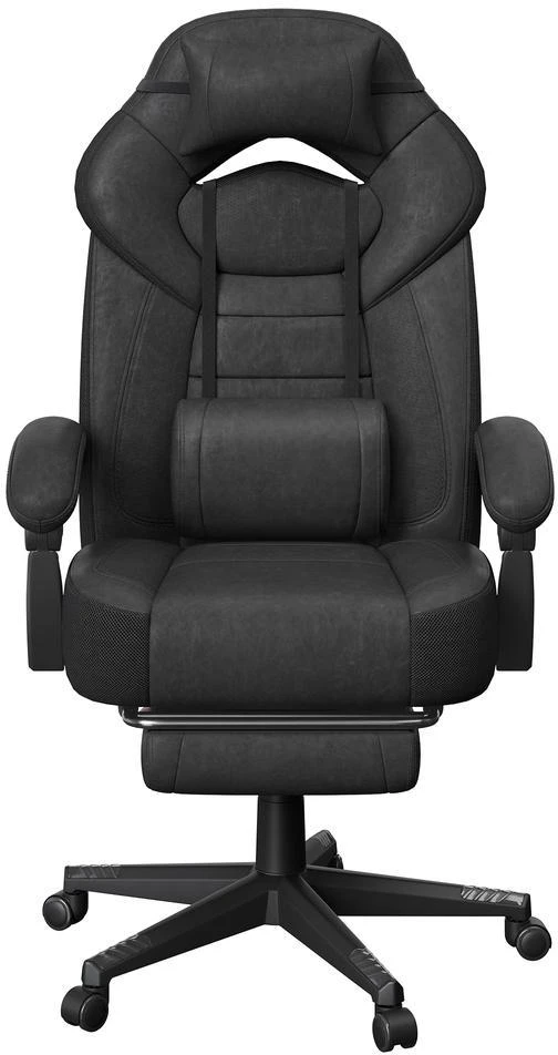 Koduva Žaidimų kėdė su kojų atrama, ergonomiška, juoda, 70 x 70 x 122–134 cm