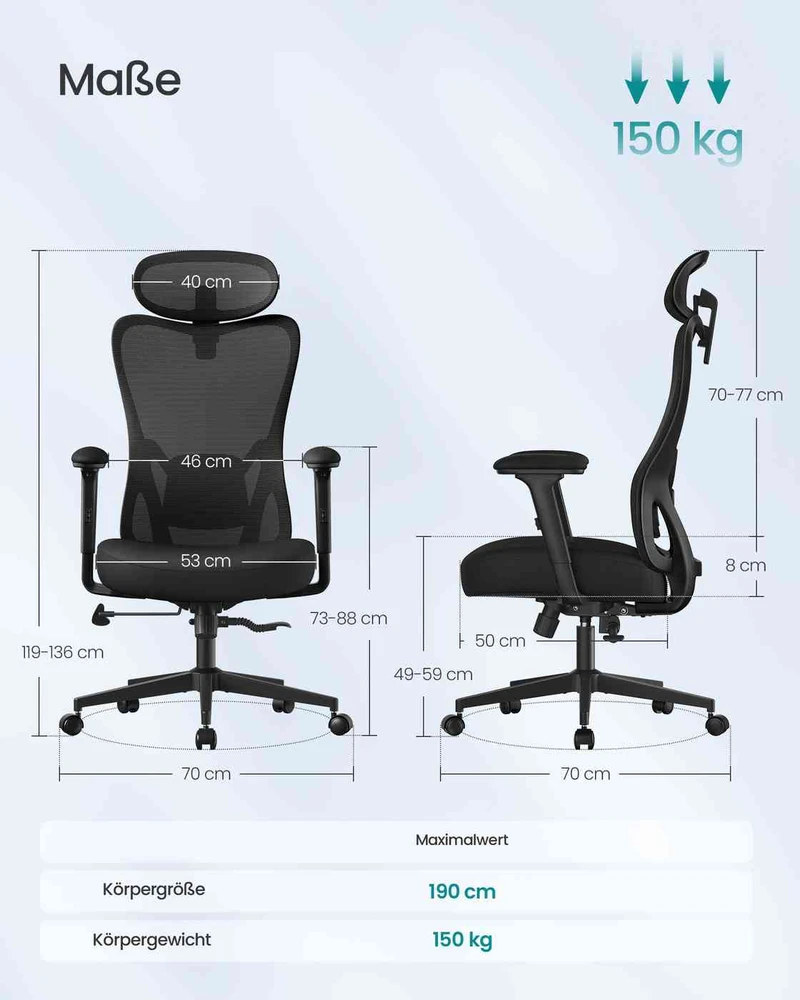 Koduva Žaidimų kėdė su reguliuojama galvos atrama, juoda, 70 x 70 x 119–136 cm, iki 150 kg