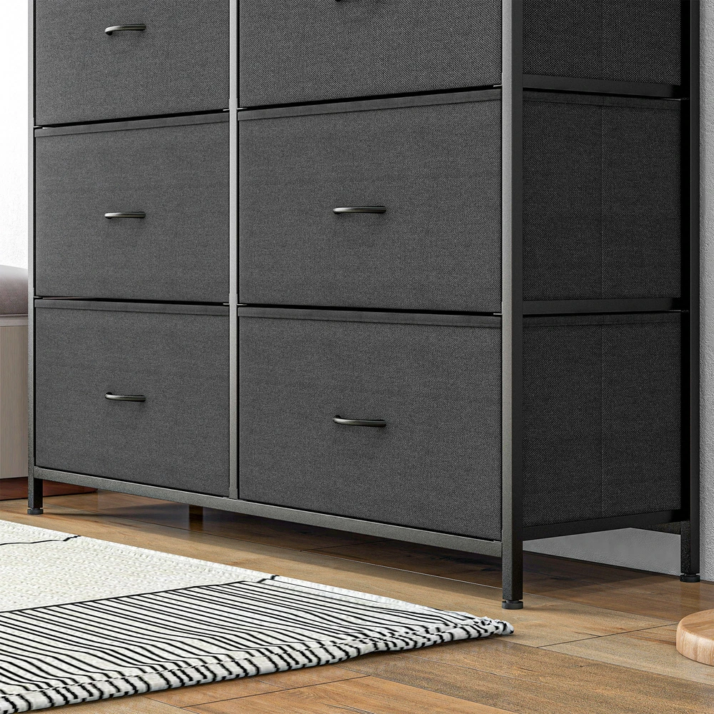 Aosom Komoda–indauja su medžiaginiais stalčiais, 10 skyrių, metalinis rėmas, 100 x 30 x 100 cm, juoda
