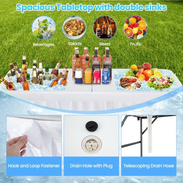 Promotion 1,5 m sulankstomas ledo šaldymo stalas su dviem dubenimis