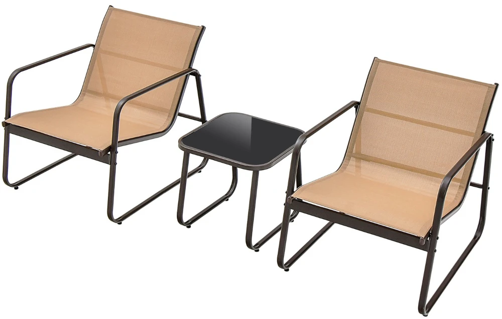 Lauko baldų komplektas Koduva 3 dalių Sodo Baldų Komplektas Anti-UV Tekstilenas-Rudas