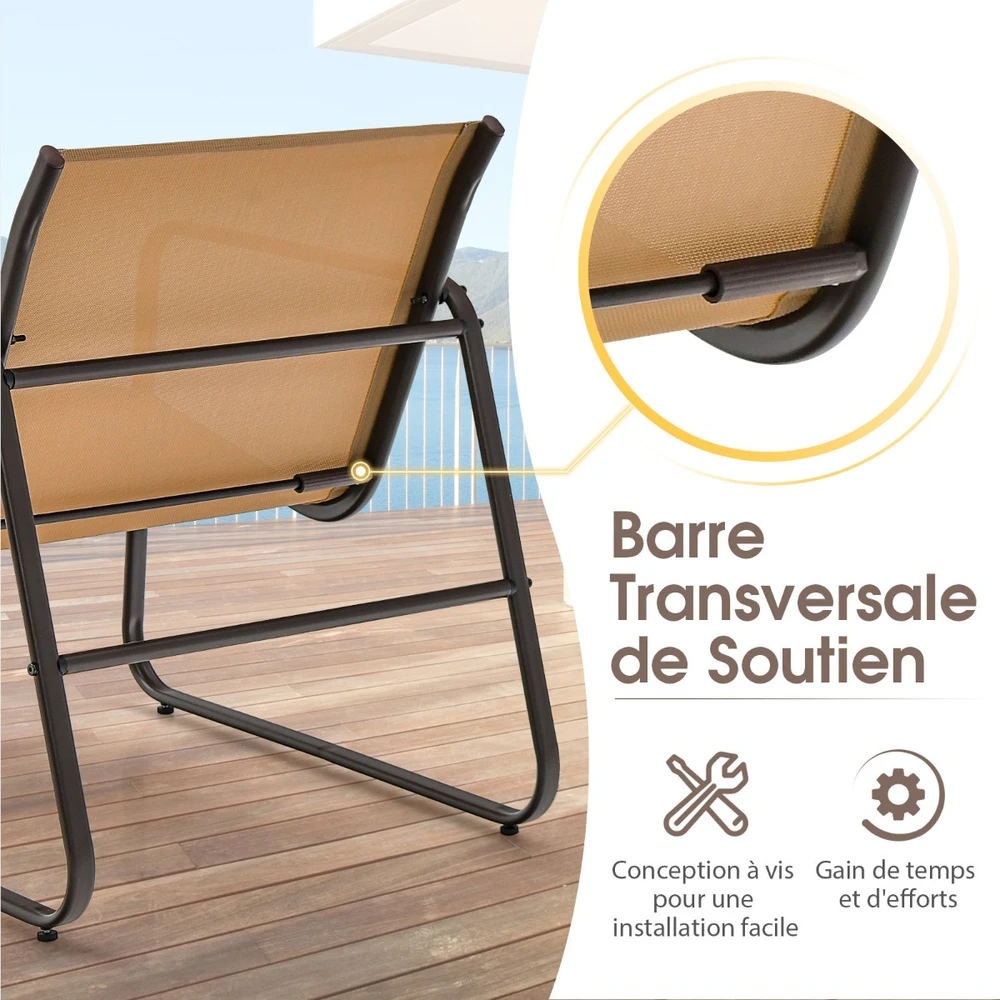 Lauko baldų komplektas Koduva 3 dalių Sodo Baldų Komplektas Anti-UV Tekstilenas-Rudas