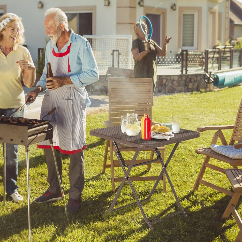 Promotion Sulankstomas pikniko stalas su rotango raštu