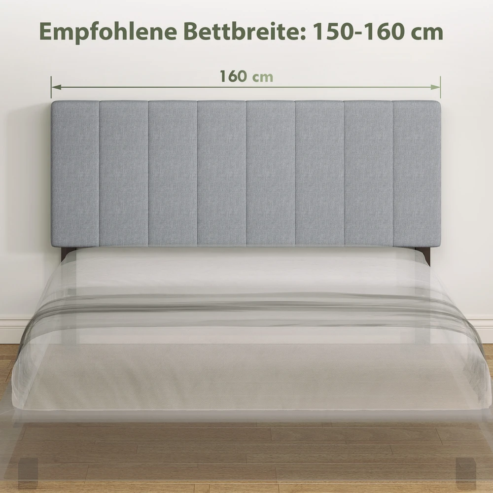 Lova Aosom Reguliuojamas lovos galvūgalis, pilkas, 160 x 10 x 106-126 cm