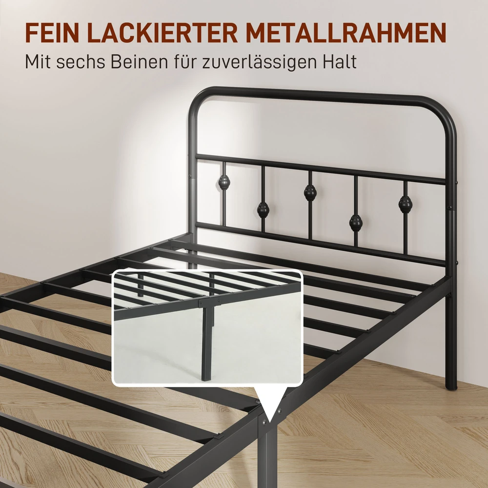 Lova Aosom Viengulės lovos rėmas, metalinis, juodas, 206,9 x 91,8 x 82,5 cm