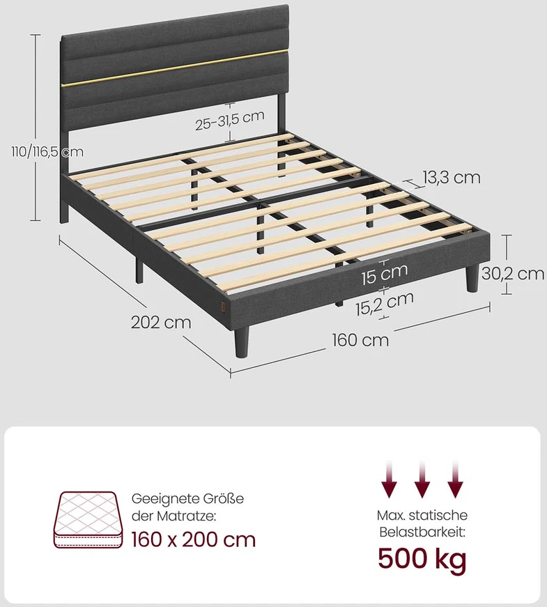 Lova Koduva Dvigulės lovos rėmas 140 x 190 cm čiužiniui, reguliuojamas galvūgalis, pilkai skalūno spalvos