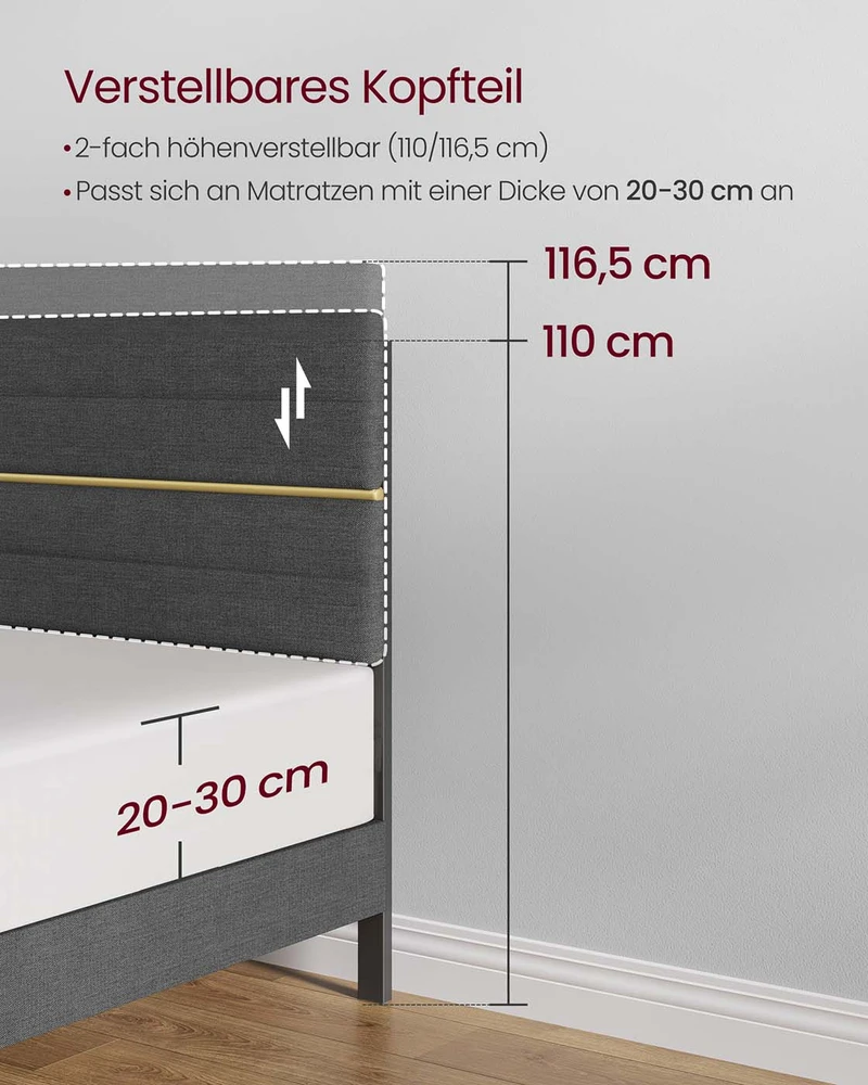 Lova Koduva Dvigulės lovos rėmas 180 x 200 cm čiužiniui, reguliuojamas galvūgalis, pilkai skalūno spalvos