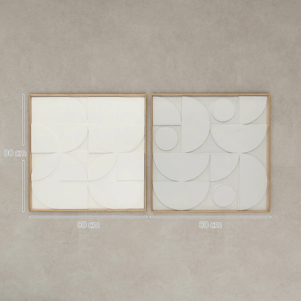 Pakabinamas šviestuvas Aosom 3D sienos dekoras, 2 dalių rinkinys, geometrinis, baltas, 80 x 3,5 x 80 cm