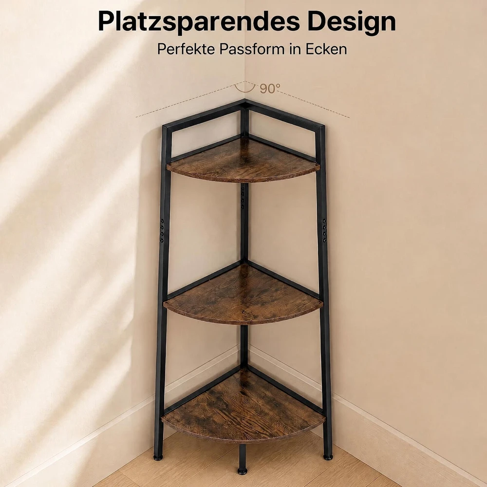 Promotion 2 dalių lentynų rinkinys, kaimiška ruda, metalas ir medienos plokštė, 111 cm