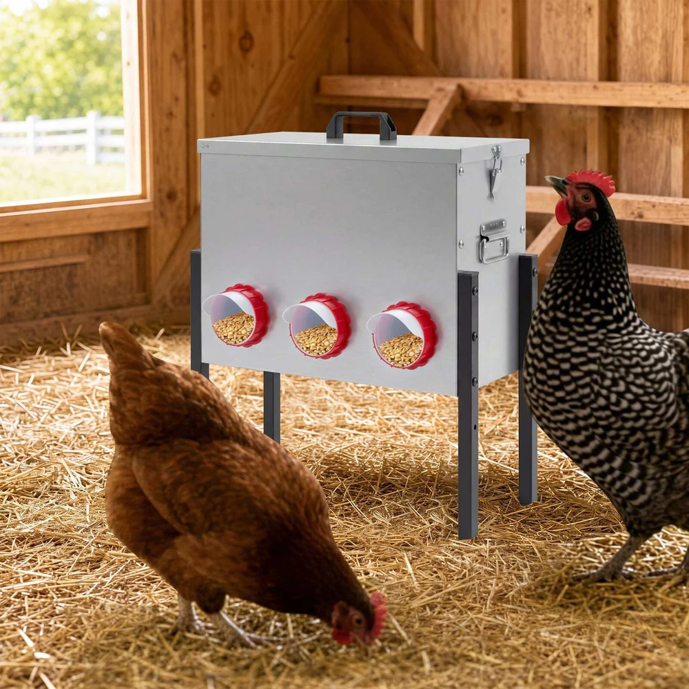 Promotion Automatinė lesyklėlė paukščiams, 26 l, reguliuojamas aukštis, sidabrinė, 43 x 20 x 44-56 cm