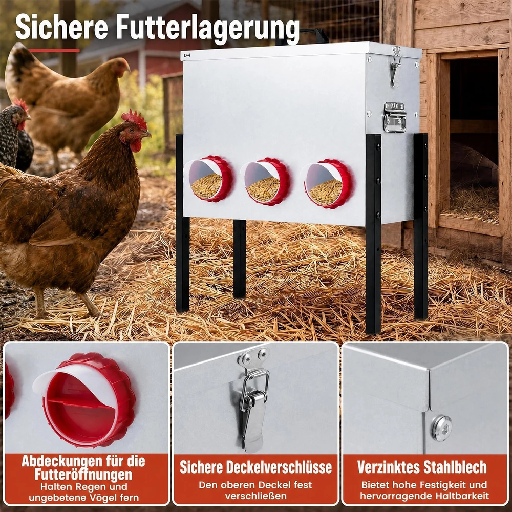 Promotion Automatinė lesyklėlė paukščiams, 26 l, reguliuojamas aukštis, sidabrinė, 43 x 20 x 44-56 cm