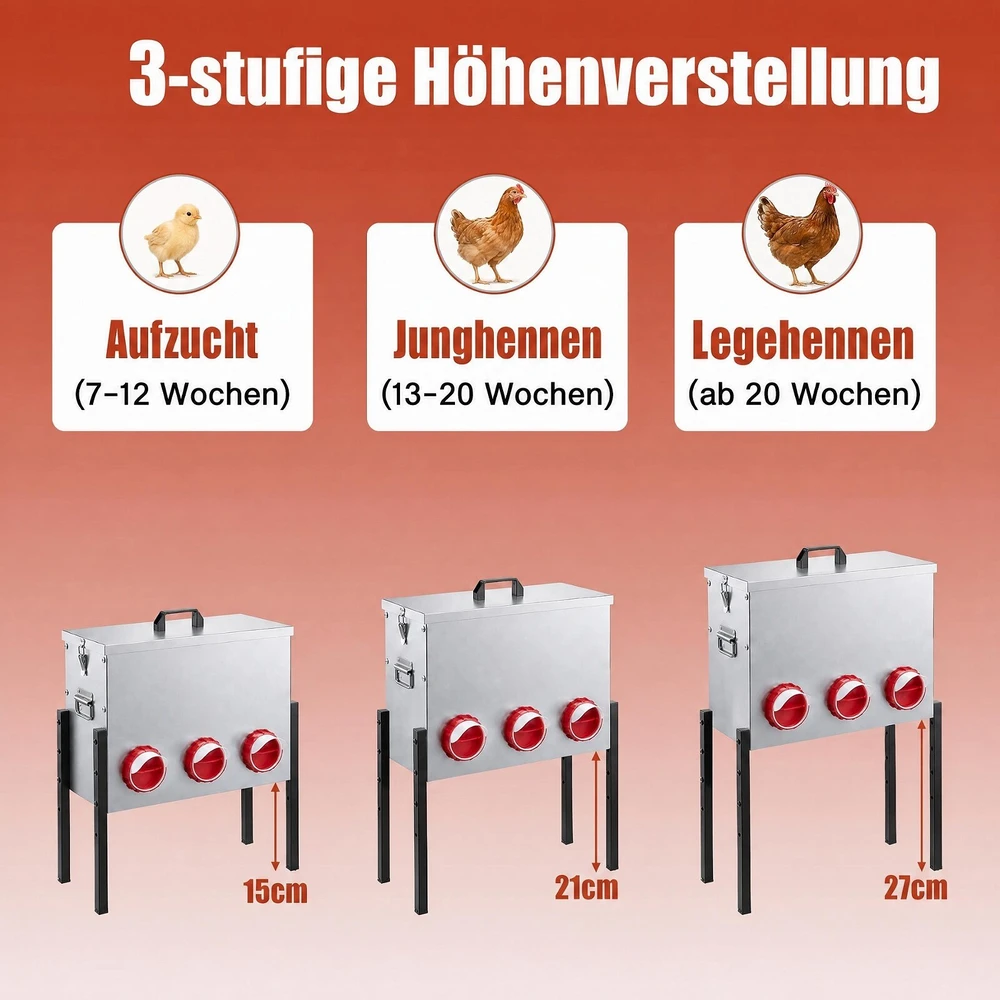 Promotion Automatinė lesyklėlė paukščiams, 26 l, reguliuojamas aukštis, sidabrinė, 43 x 20 x 44-56 cm