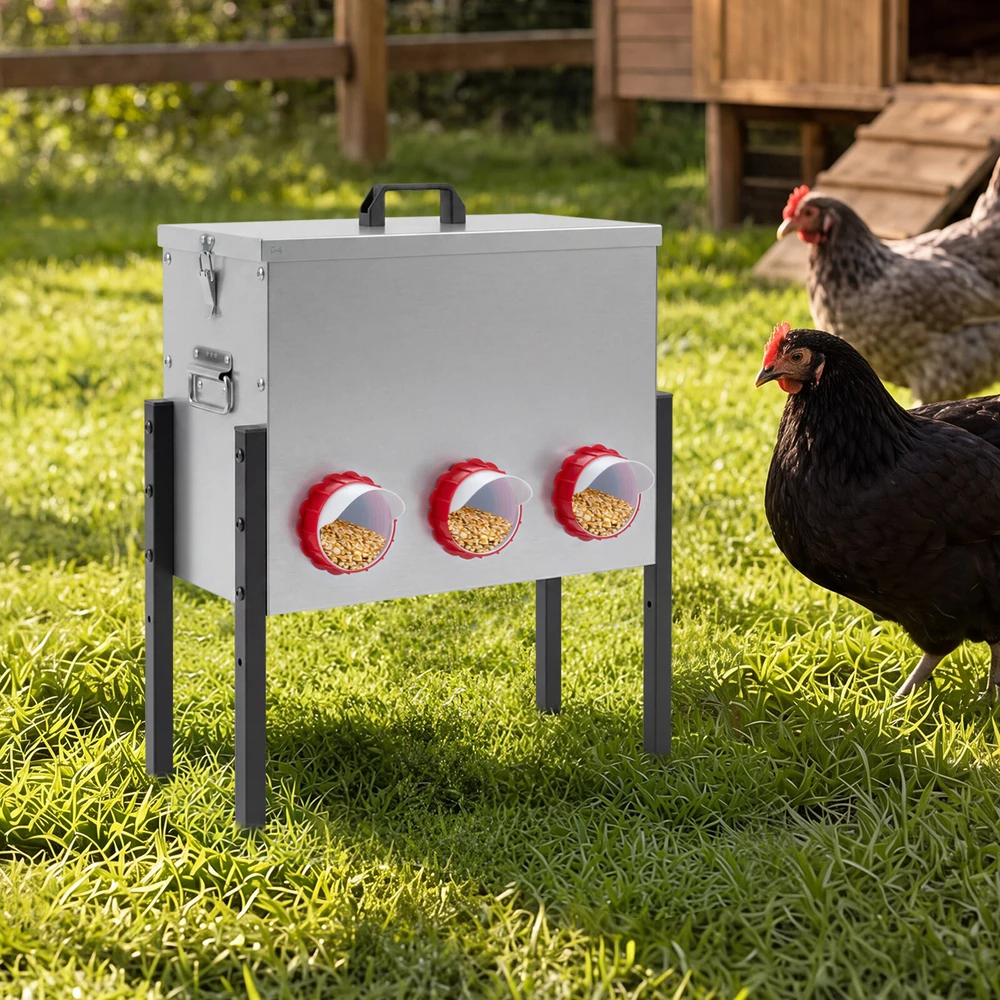 Promotion Automatinė lesyklėlė paukščiams, 26 l, reguliuojamas aukštis, sidabrinė, 43 x 20 x 44-56 cm