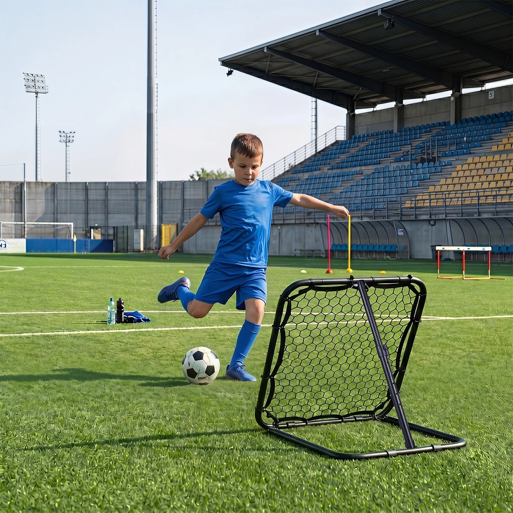 Promotion Futbolo atmušimo tinklas, juodas, metalas ir poliesteris, 85 x 80 x 79 cm