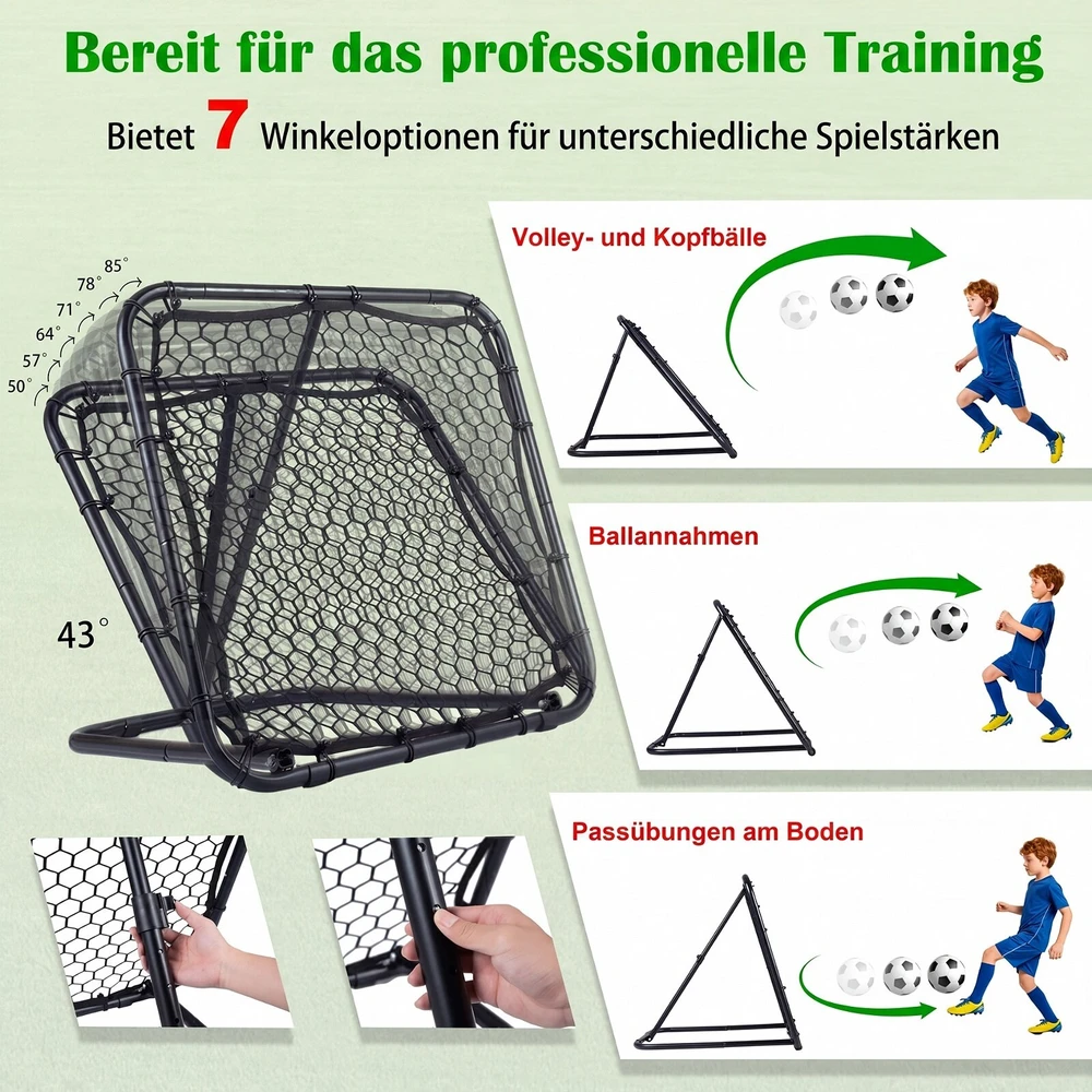 Promotion Futbolo kamuolio atmušėjas, 7 reguliuojami kampai, juodas, 101 x 96 x 97 cm