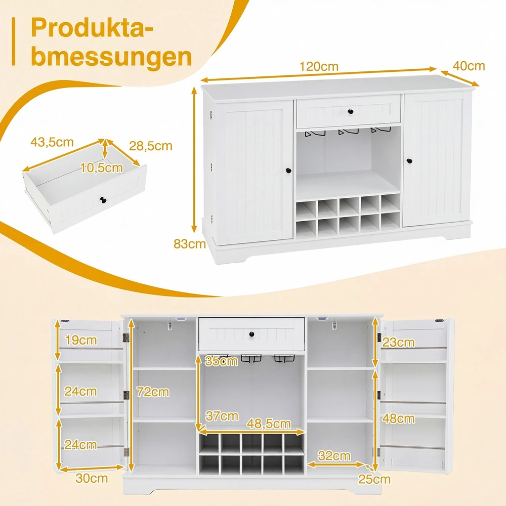 Promotion Indauja su lentynomis durelėse ir butelių laikikliu, balta, 120,7 x 40,6 x 83,8 cm