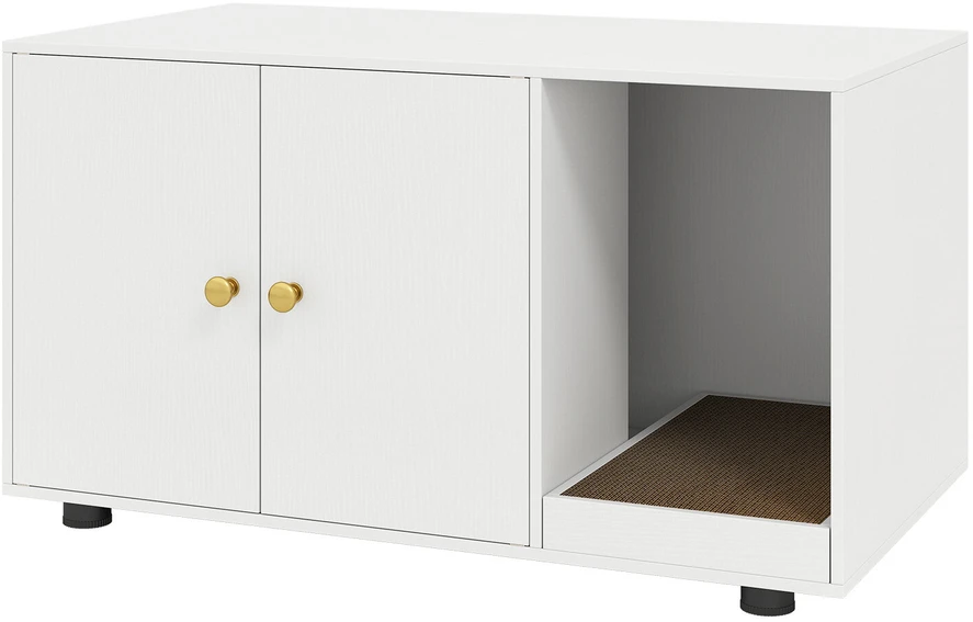 Promotion Kačių kraiko dėžės spintelė, balta, MDF, 90 x 50 x 50 cm