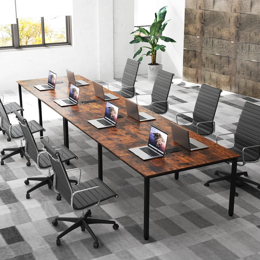 Promotion Konferencijų stalas, kaimiškai rudas ir juodas, 240 x 120 x 75 cm, iki 10 žmonių