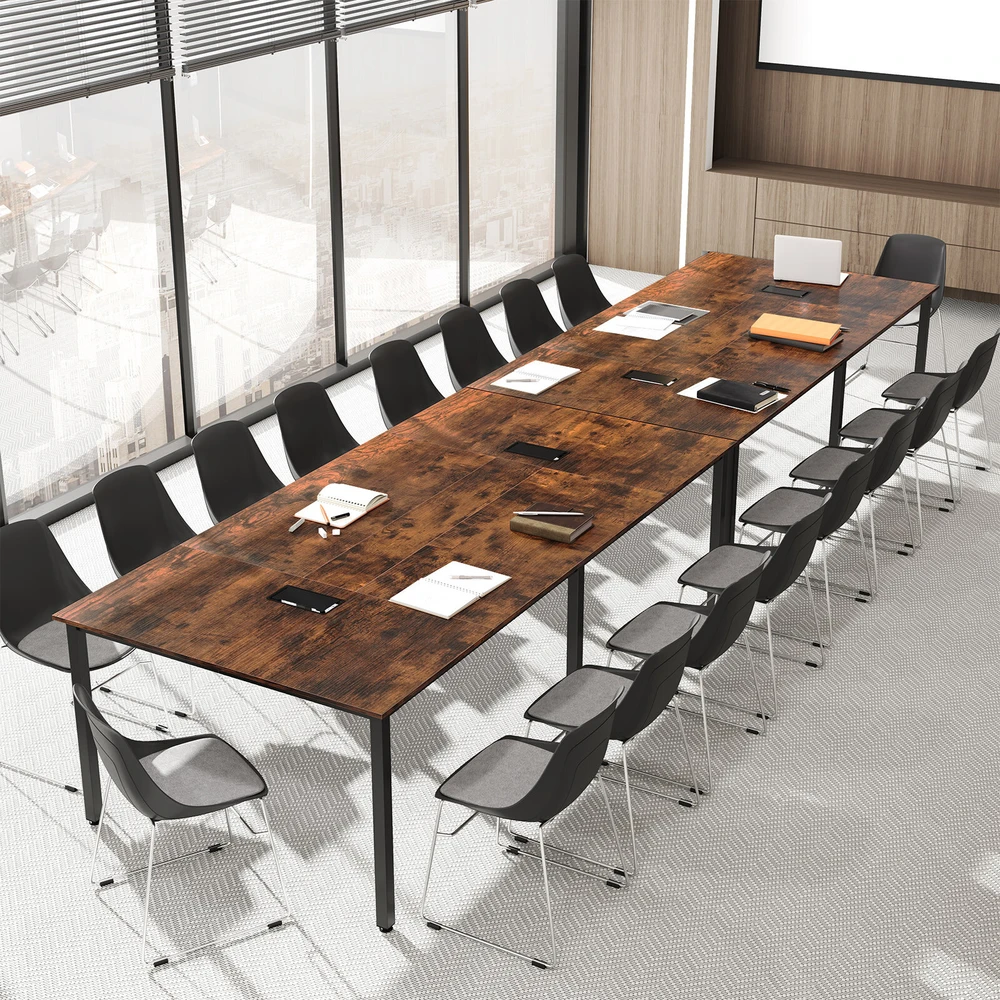 Promotion Konferencijų stalas, kaimiškai rudas ir juodas, 240 x 120 x 75 cm, iki 10 žmonių