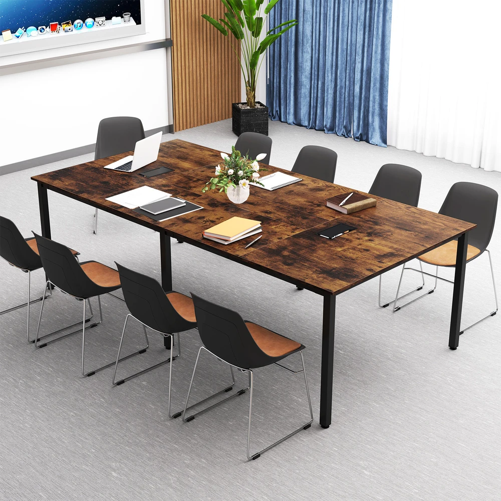 Promotion Konferencijų stalas, kaimiškai rudas ir juodas, 240 x 120 x 75 cm, iki 10 žmonių