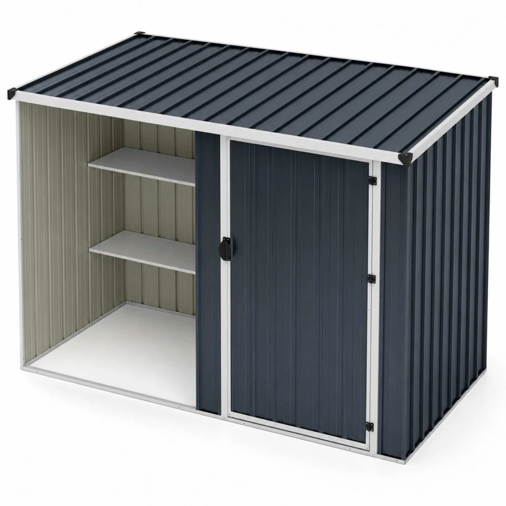 Promotion Lauko metalinis sandėliukas, pilkas ir sidabro spalvos, 232 x 125 x 162 cm