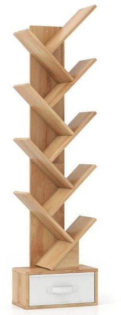 Promotion Medžio formos knygų lentyna su stalčiumi, 10 lentynų, 38 x 20 x 149,5 cm