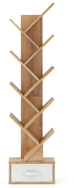 Promotion Medžio formos knygų lentyna su stalčiumi, 10 lentynų, 38 x 20 x 149,5 cm