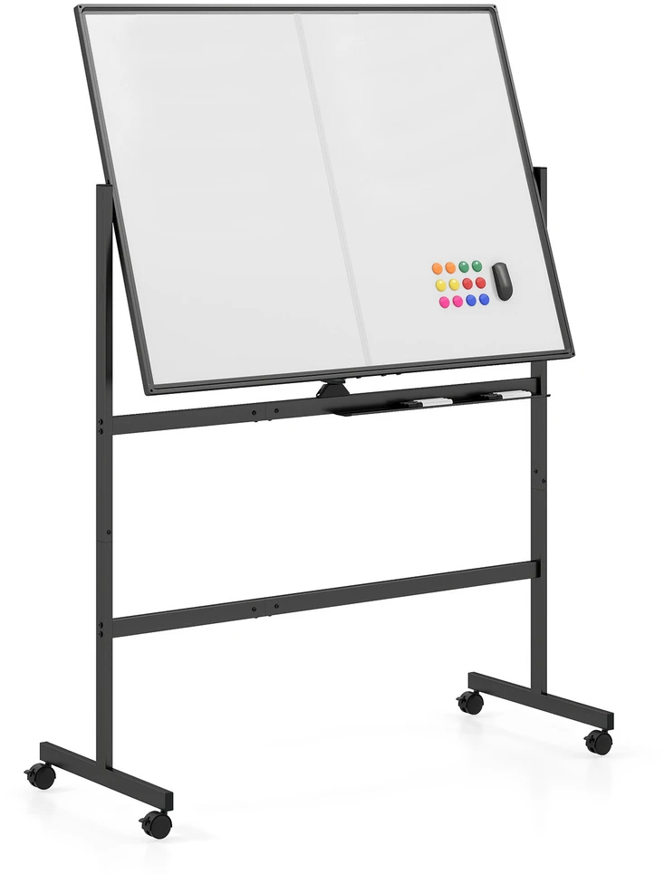Promotion Mobili balta lenta su ratukais, dvipusė magnetinė, 120 x 90 cm, balta/juoda