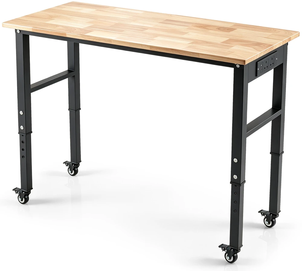 Promotion Mobilus reguliuojamo aukščio darbastalis su ratukais ir lizdais, 116 x 50 x 61,5-96,5 cm