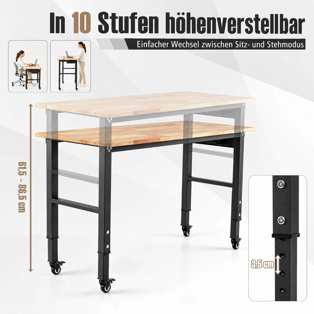 Promotion Mobilus reguliuojamo aukščio darbastalis su ratukais ir lizdais, 116 x 50 x 61,5-96,5 cm