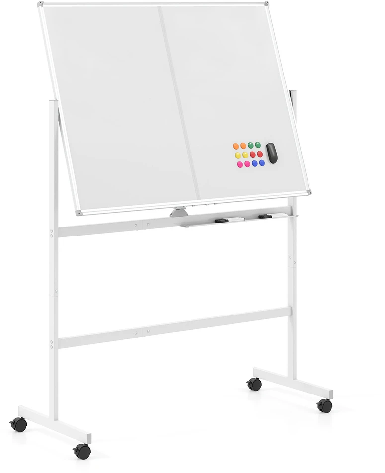 Promotion Pastatoma dvipusė magnetinė lenta su ratukais, balta/juoda, 120 x 90 cm