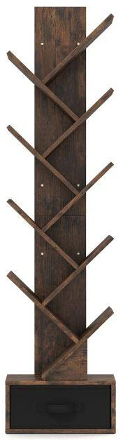 Promotion Pastatoma medžio formos knygų lentyna su stalčiumi, ruda, 38 x 21,5 x 149,5 cm
