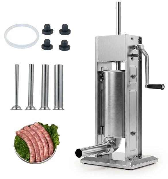 Promotion Rankinis dešrų kimštuvas, 2 greičiai, 4 antgaliai, nerūdijantis plienas, sidabrinis, 5kg