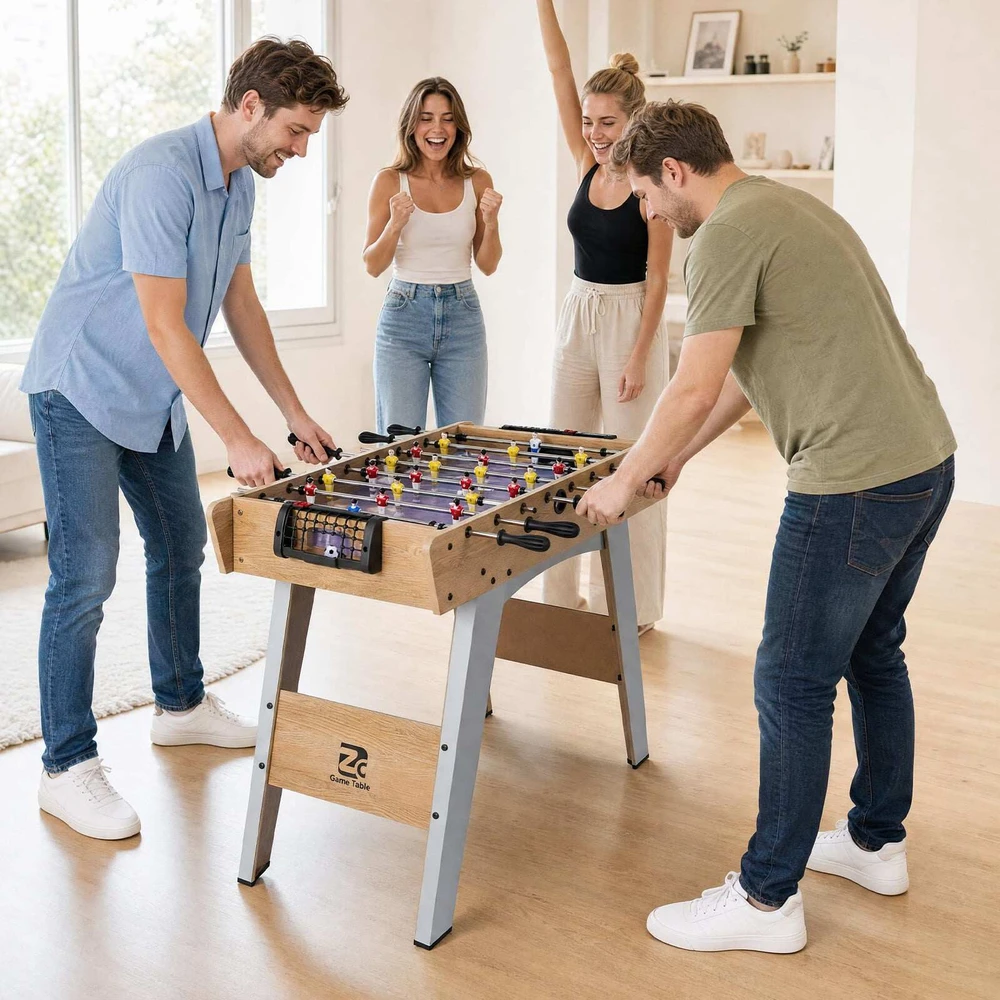 Promotion Stalo futbolo stalas su nuimamomis kojomis, medienos atspalvio, 88,5 x 69 x 71 cm