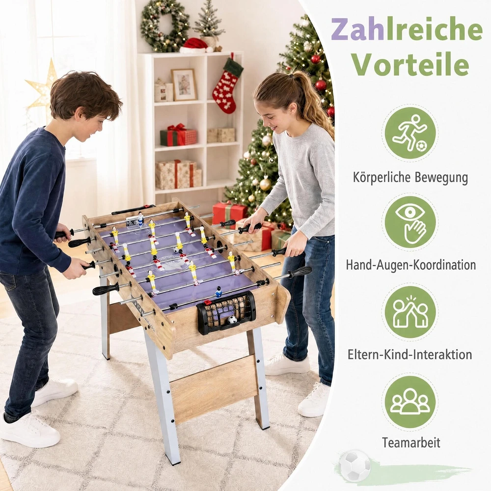 Promotion Stalo futbolo stalas su nuimamomis kojomis, medienos atspalvio, 88,5 x 69 x 71 cm