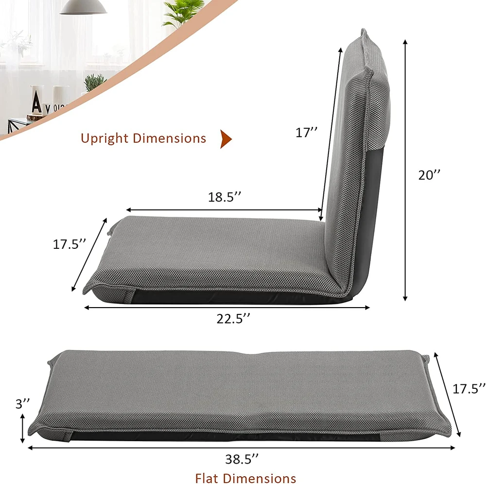 Promotion Sulankstoma grindų kėdė, reguliuojama 6 padėtimis, pilka, 100 x 46 x 8 cm