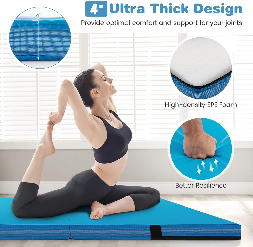Promotion Sulankstomas gimnastikos ir jogos kilimėlis, 4 ft x 4 ft x 4 in, mėlynas