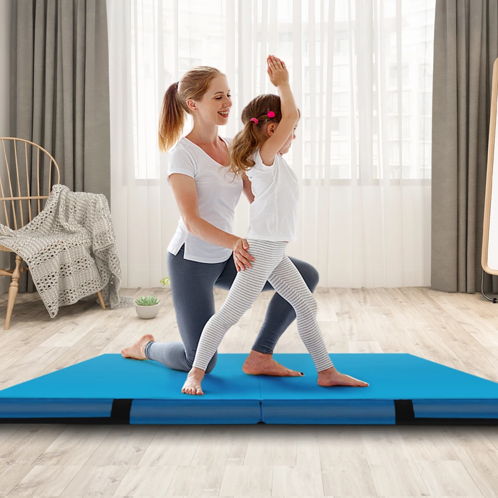 Promotion Sulankstomas gimnastikos ir jogos kilimėlis, 4 ft x 4 ft x 4 in, mėlynas