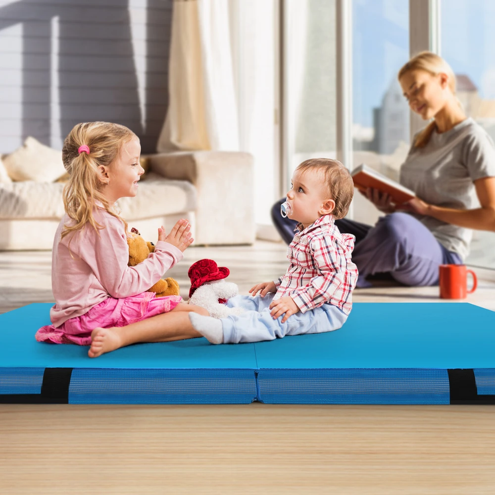 Promotion Sulankstomas gimnastikos ir jogos kilimėlis, 4 ft x 4 ft x 4 in, mėlynas