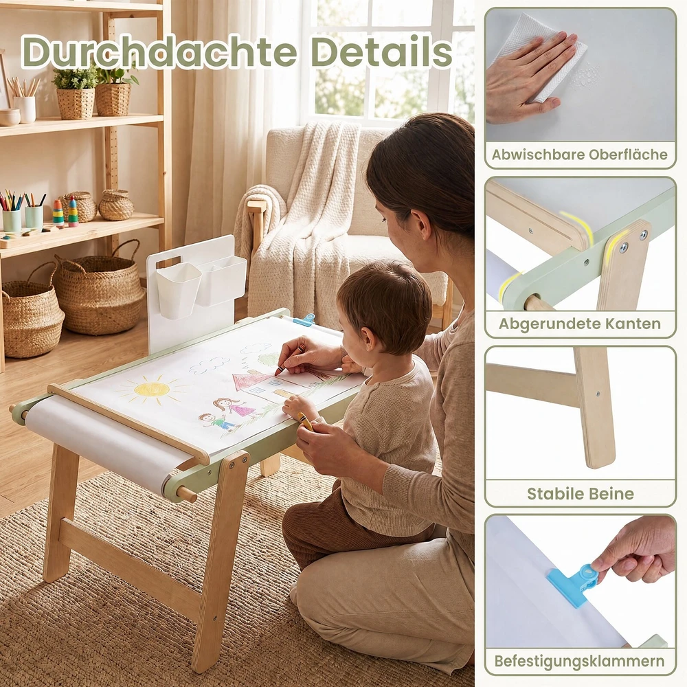 Promotion Vaikų sensorinis stalas, žalias, su dvipuse lenta, 91 x 51,5 x 74,5 cm