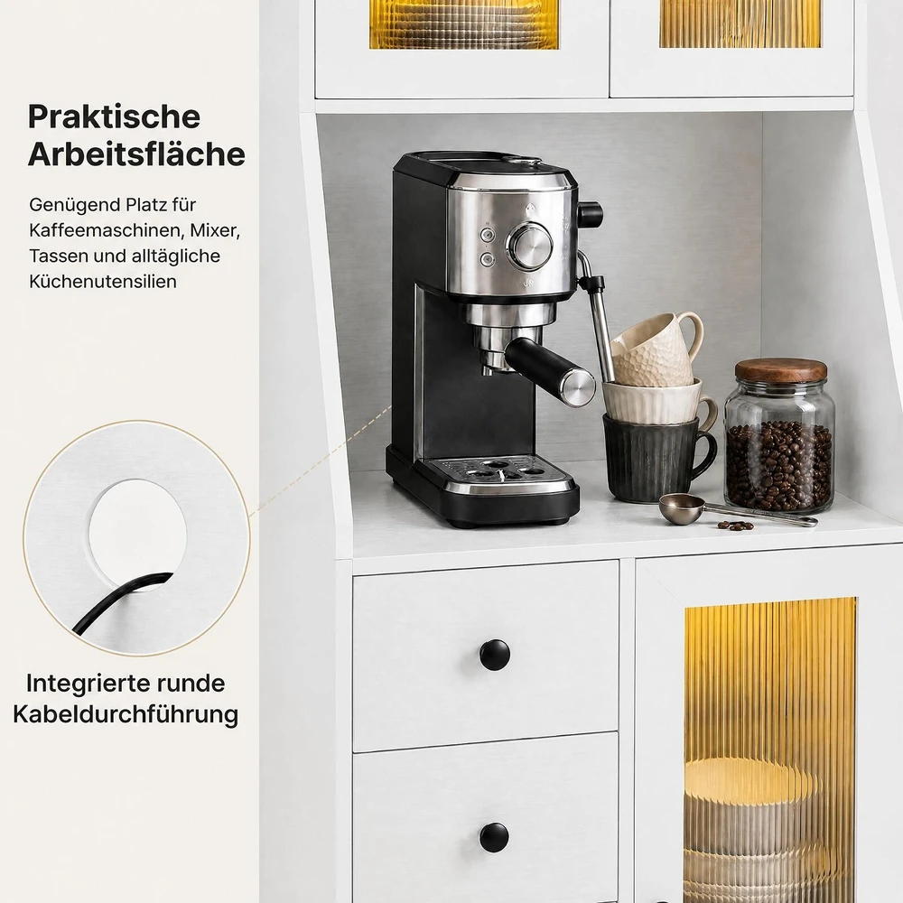Promotion Virtuvinė sandėliavimo spintelė su LED apšvietimu ir durelėmis, balta, 60 x 40 x 163 cm