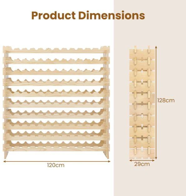 Promotion Vyno butelių lentyna, 6 aukštų, 72 buteliams, pušies mediena, 120 x 29 x 79 cm