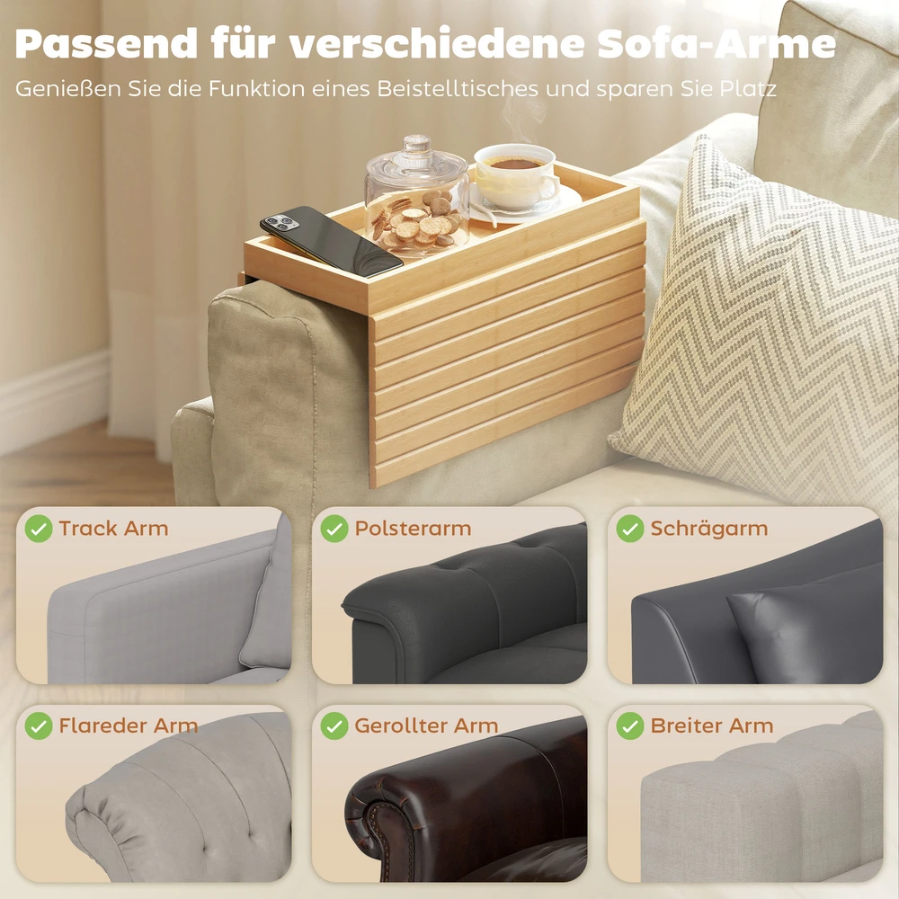 Sofa Aosom Sofos porankio padėklas, bambukas, natūralaus medžio spalva, 45 x 33,5 x 3 cm