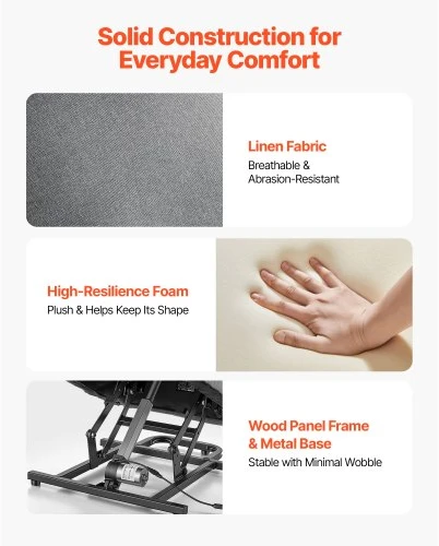 Sofa VEVOR Elektrinė pakeliama recliner kėdė SX-81742, šviesiai pilka