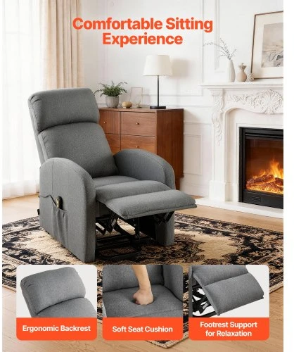 Sofa VEVOR Elektrinė pakeliama recliner kėdė SX-81742, šviesiai pilka
