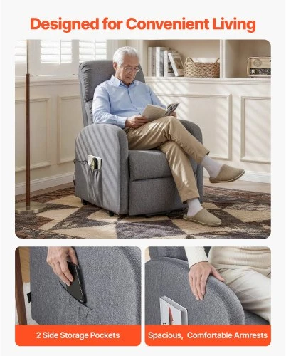 Sofa VEVOR Elektrinė pakeliama recliner kėdė SX-81742, šviesiai pilka
