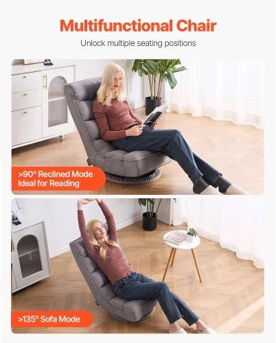 Sofa VEVOR Grindų kėdė, pilka, QX-1558C