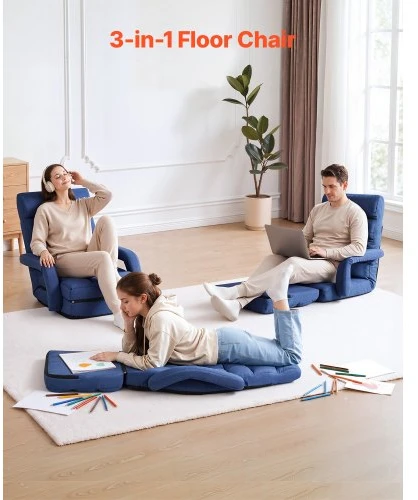 Sofa VEVOR Grindų kėdė, tamsiai mėlyna, QX-0339-4